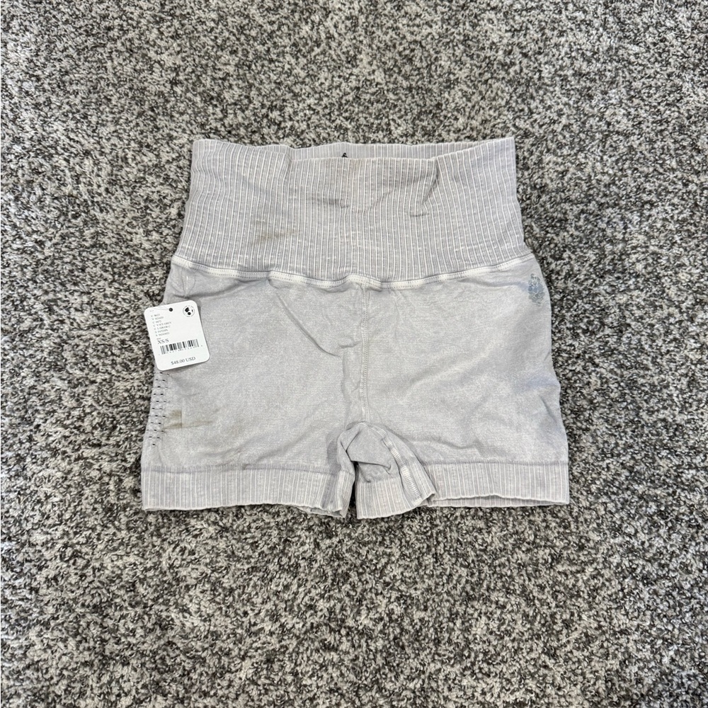 Free People Gray Athletic Shorts High-Waisted Compression